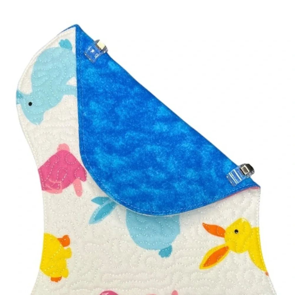 Hand Crafted Flannel Burp Cloth Contoured Padded Fabric Quilted Reversible